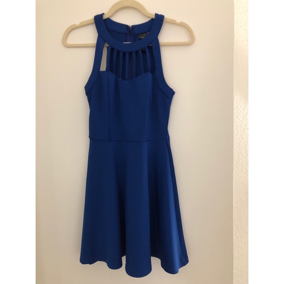 Royal Blue Short Dress with Halter - Picture 3 of 3